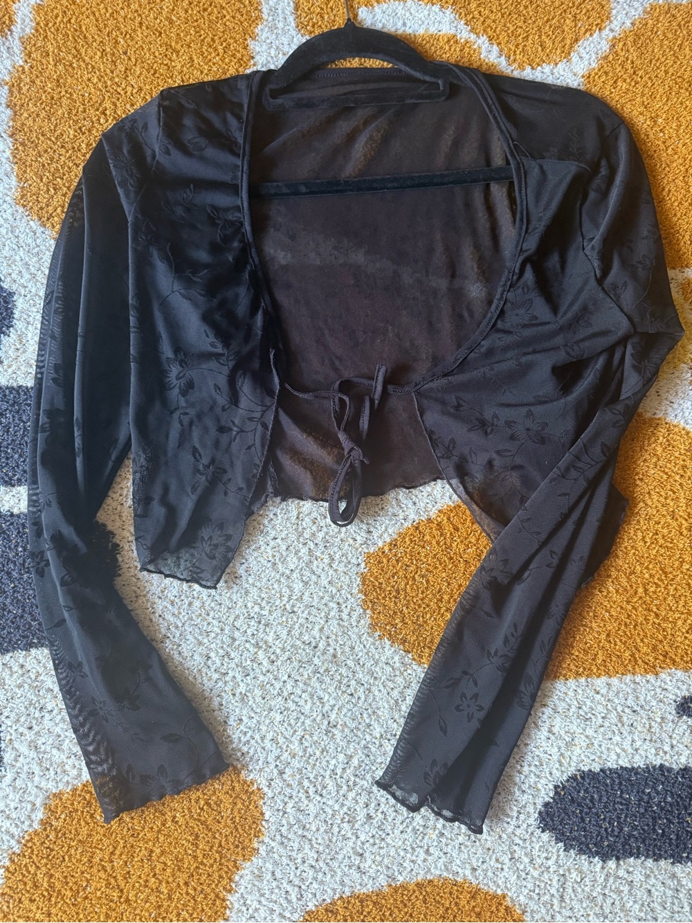 Black Women's Tie-Front Sheer Bolero Shrug